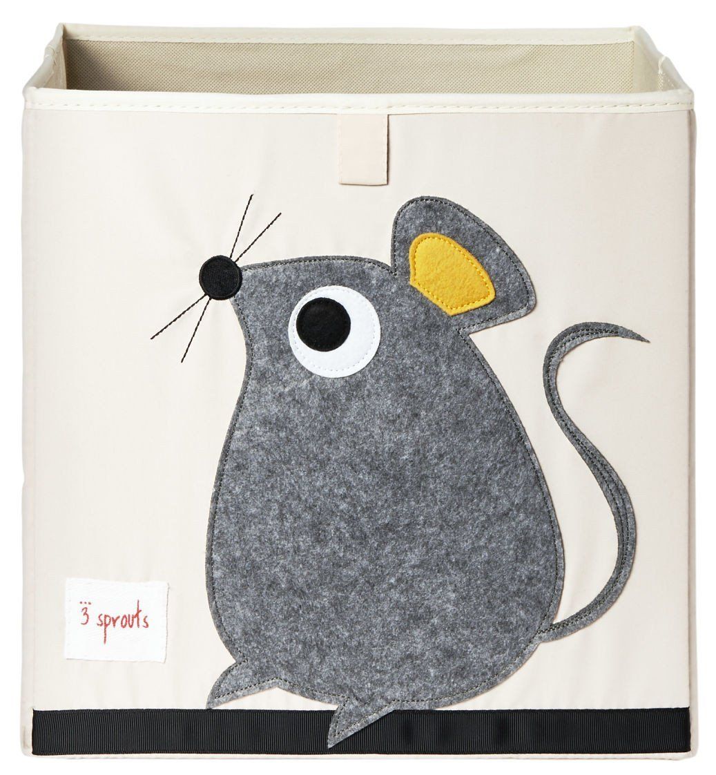 3 Sprouts Storage Box Beige/Grey Polyester 33x33x33 cm