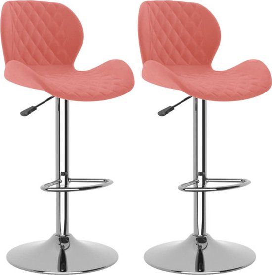 vidaXL Barkrukken - 2 stuks - fluweel - roze
