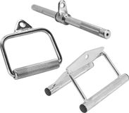 Gorilla Sports Roeigrepen set: Eenhandsgreep - Biceps stang - Roeigreep - Set van 3 - Chroom