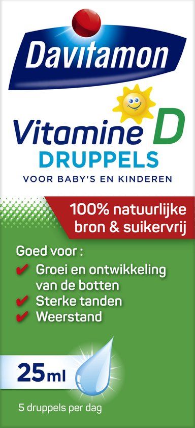Davitamon Vitamine D Druppels - Vitamine D olie voor baby’s en kinderen - 25 ml