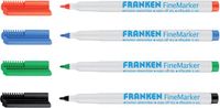 Franken FineMarker markeerstift 4 stuk(s) Fijne punt Zwart, Blauw, Groen, Rood