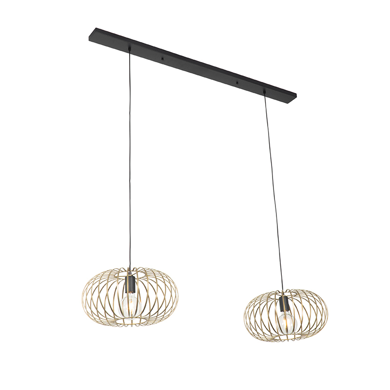 QAZQA Design hanglamp messing 2-lichts - Johanna