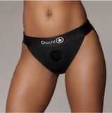 Ouch! by Shots - Vibrating Strap-on Panty Harness with Open Back - M/L - Black