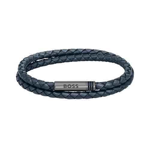 BOSS Sieraden heren ARES collectie lederen armband, Medium, Leer, Geen edelsteen