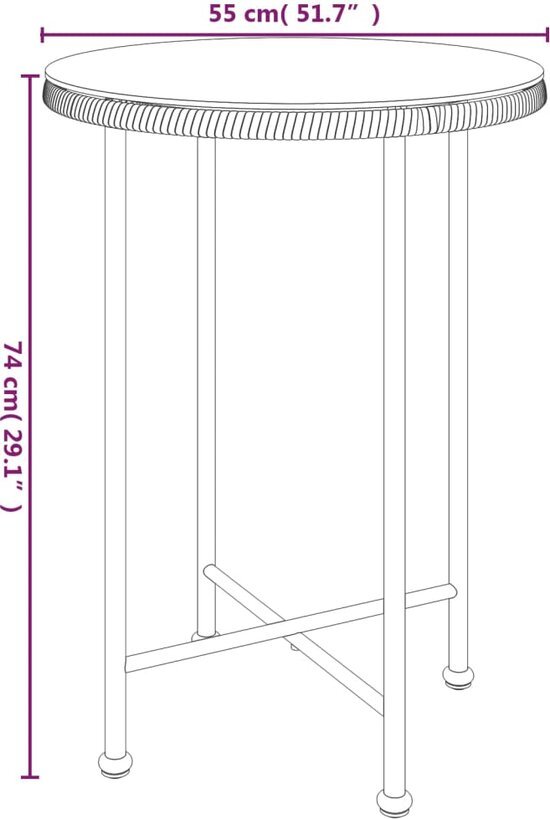 vidaXL 3-delige Tuinset poly rattan zwart