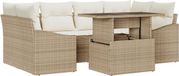 vidaXL Salon de jardin Beige et Crème Poly Rotin
