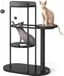 Feandrea Poteau griffoir, Design moderne, Avec tubes métalliques, Équipé d'un coussin et d'une plateforme, Tige en sisal, Balle de jeu pour chat, 80 x 43 x 111 cm, Convient aux chats petits, grands et âgés