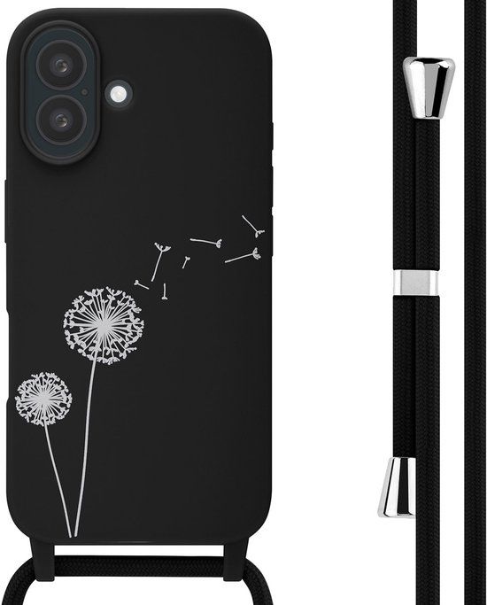 imoshion Siliconen design hoesje met koord voor de Apple iPhone 16 - Dandelion Black