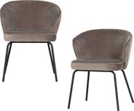 WOOOD eetkamerstoelen - fluweel - khaki - set van 2
