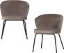 WOOOD eetkamerstoelen - fluweel - khaki - set van 2