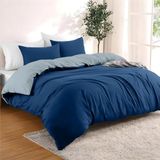 Dreamzie - Dekbedovertrek 240x220 cm met 2 kussenslopen 65x65 cm - Donkerblauw/Blauwgrijs - 240x220 Bedset in 100% microvezel - 3-delig - Gecertificeerd vrij van chemicaliën (Oeko TEX)