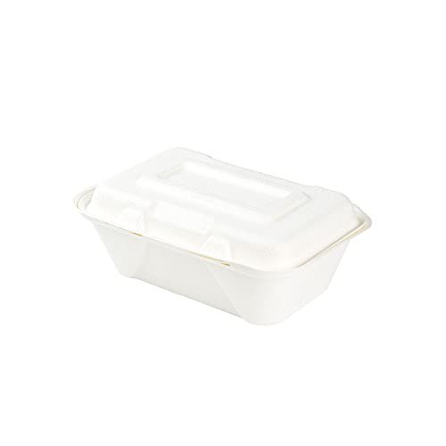 BIOZOYG Suikerriet hamburger-box met klapdeksel, 50 stuks, composteerbare snackverpakking van bagasse - biologisch afbreekbaar I frietmenubox vierkant I Lunch-To-Go-box 19,1 x 13,6 x 5,9 cm 50 stuks