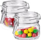 Bormioli Rocco 2x Pot de conserve avec couvercle à rabat et fermeture à levier 500 ml - Verre transparent