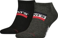 Levi's Unisex Sneakersokken Center Logo Zwart & Grijs (2 paar)