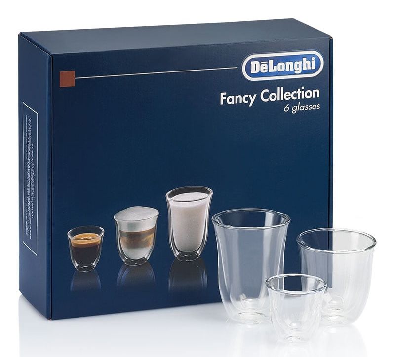 De'Longhi Kopjes Fancy Collection Set van 6 glazen, 2x Espresso, 2x Cappuccino, 2x Melk