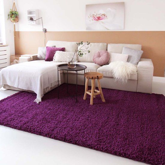 Tapeso Hoogpolig Vloerkleed Shaggy Trend Effen Paars 240x340 cm