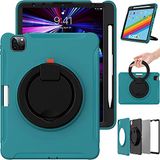 Hoes iPad Air 5 Gen/4 Gen 10,9 inch hoes met handgreep, ultralicht en robuust voor kinderen met draaibare standaard en penhouder, blauw