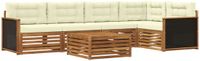 vidaXL - Bank loungeset - 5 zitplekken - Natuurlijk en crème - Polyester