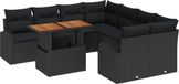 vidaXL Tuinbank - Set - 9 - st - Zwart - Poly - rattan
