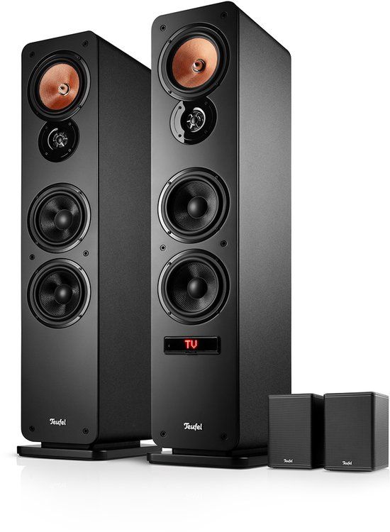 Teufel Ultima 40 ACTIVE 3 Surround - 4.0 actieve vloerstaande luidsprekers met draadloze actieve rearspeakers, bluetooth aptX, basreflex, ingebouwde versterker, HDMI ARC CEC, USB-C - zwart