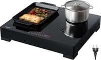 KitchenBrothers Inductie Kookplaat - Vrijstaande Inductieplaat - 60 cm - 4 Zones - 1x Flexzone - 1 Fase - Tot 3500W - Zwart