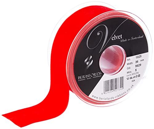 Berisfords Fluwelen lint, rood, 4 x 4,5 x 4,2 cm