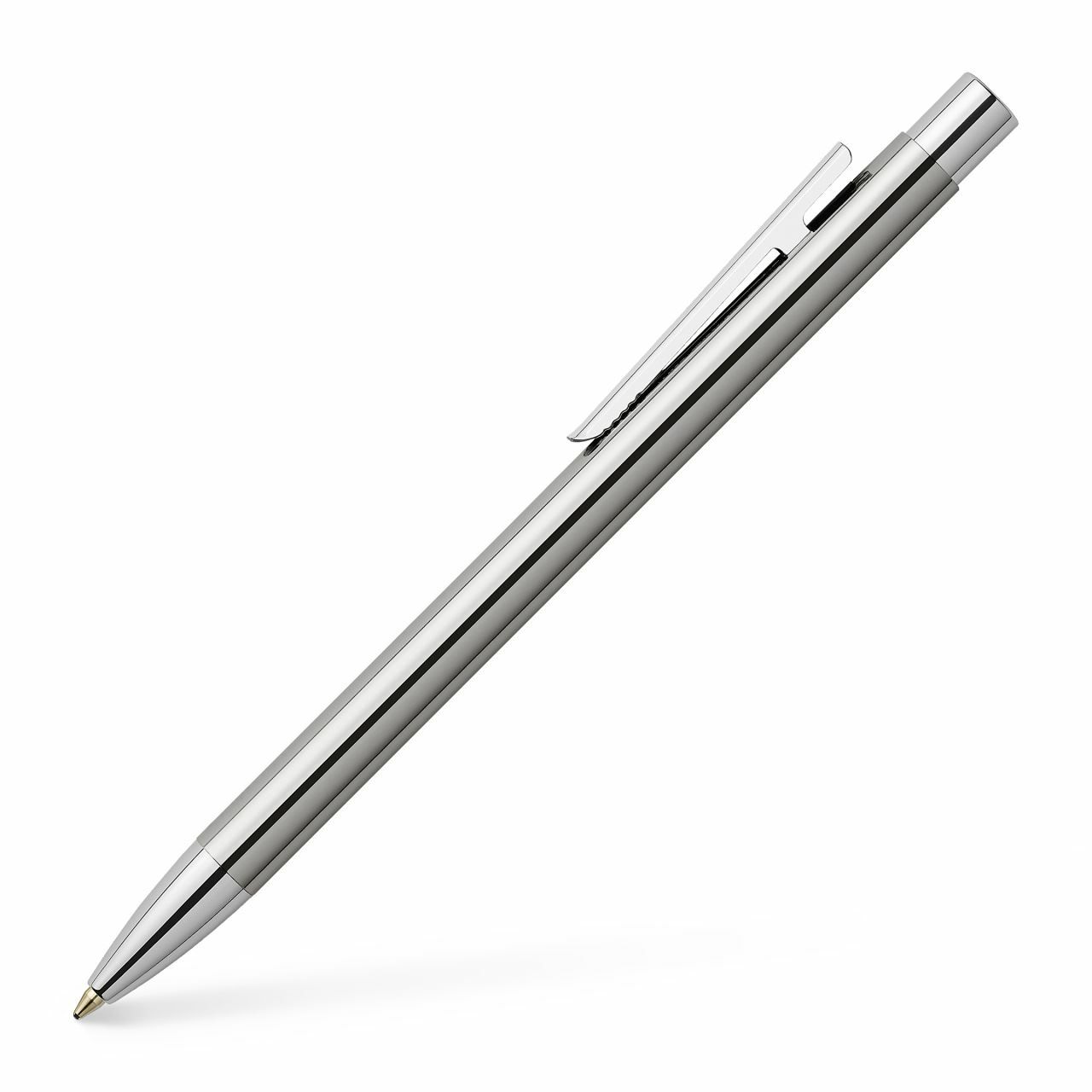 Faber-Castell NEO Slim Balpen - Glanzend RVS - Zwart - Bold - 1 Stuk