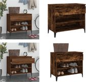 vidaXL Schoenenkast 70x36x60 cm bewerkt hout gerookt eikenkleurig