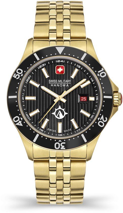 Swiss Military Hanowa Flagship X SMWGH2100610 - Heren Polshorloge - Goudkleurig