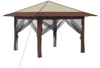 vidaXL Pavillon de jardin avec 4 parois latérales 3,3 x 3,3 m crème et marron