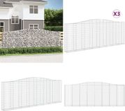 vidaXL Gabions - 3 pieces - arched - 400x30x140/160 cm - iron