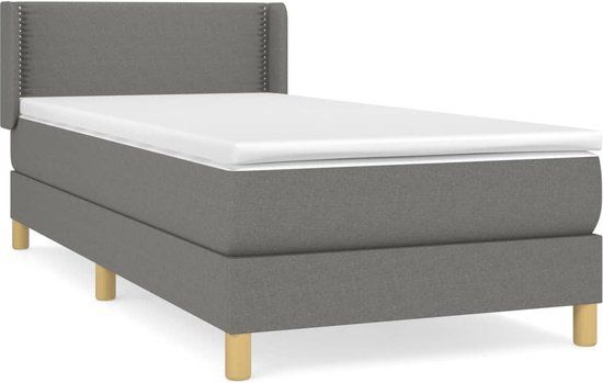 vidaXL Boxspring met matras stof donkergrijs 80x200 cm