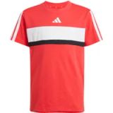 Adidas Kinder T-shirt Essentials Tiberio 3-Stripes Rood Gestreept Katoen Ronde Hals Korte Mouw Regular Fit