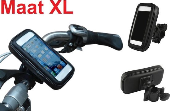 Beactiff Kwaliteits-Fietshouder voor Smartphones universeel maat XL Waterdichte Fietshouder Schokbestendig passende maten: lengte +/- 135-170mm breedte +/- 70-90mm o.a. iPhone en Samsung Stukje fietsen terwijl u uw smartphone kunt blijven gebruiken Koop de regenbe