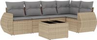 vidaXL 6-delige Loungeset met kussens, polyrattan, beige