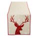 DII Vakantie Decoratieve Tafelloper Rood Rendier Borduurd, 14x70