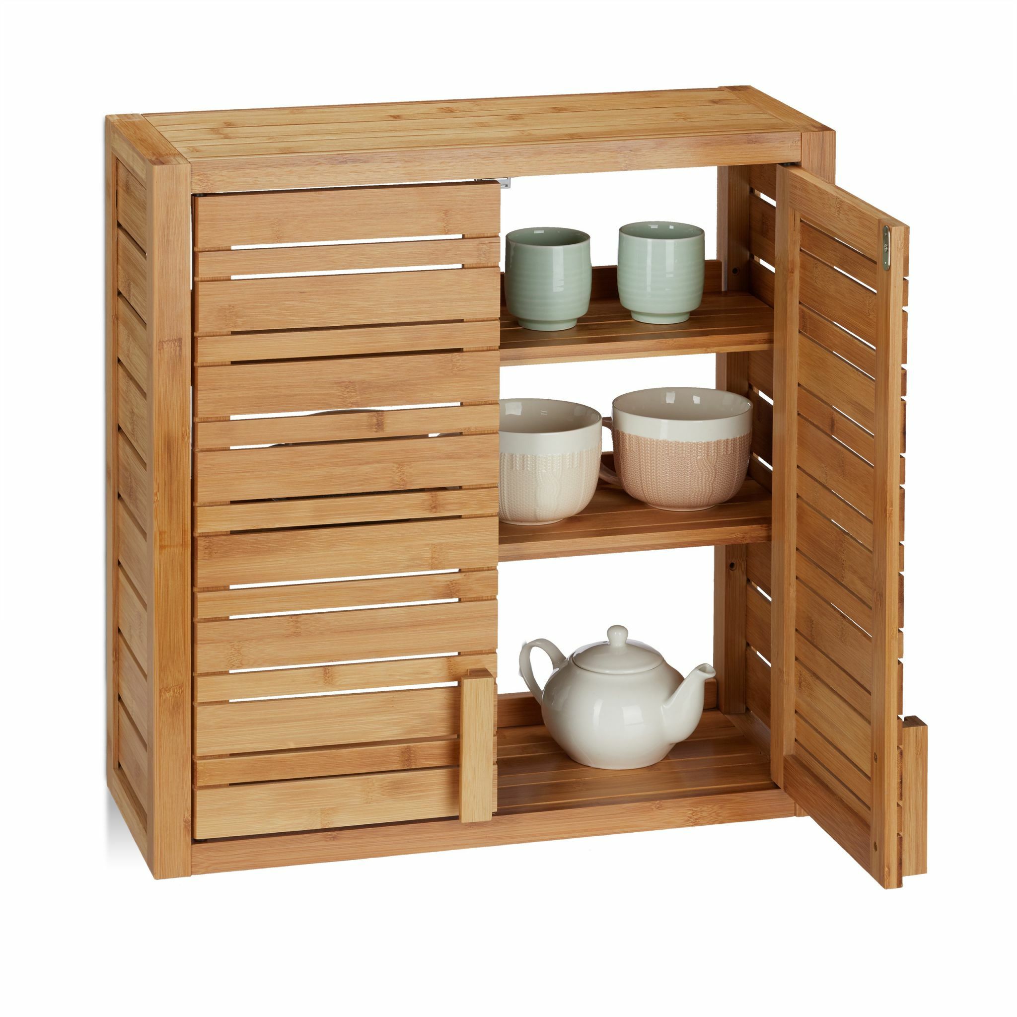 Bamboe hangkast - 2 deuren - 56x56x21 cm - lichtbruin