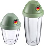 Westmark 2 Mix- en Schudbekers met Afneembare Mengschijf - 0,5 L en 0,25 L - BPA-vrij en Transparant met Groene Accenten