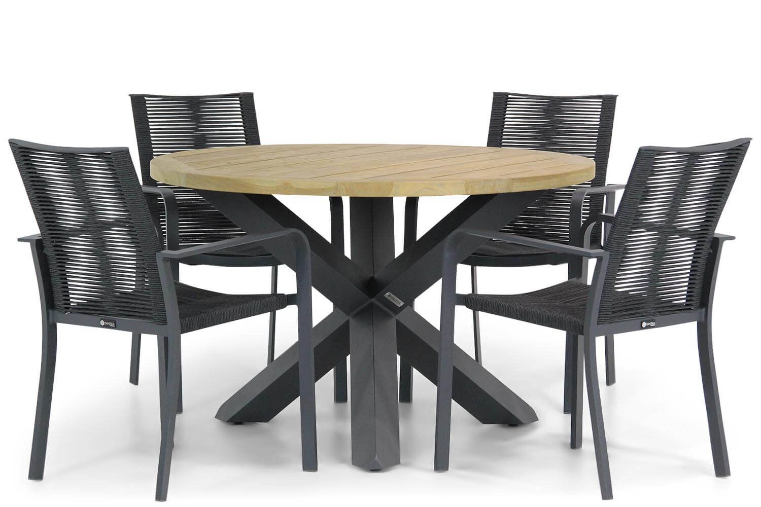 Santika Furniture Annisa/Rockville 120 cm Rond Dining Tuinset 5-delig