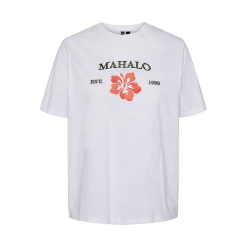 PIECES T-shirt PCBANDA met printopdruk wit