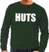 Bellatio Decorations HUTS Groene Katoenen Tekst Sweater voor Heren - Maat XXL