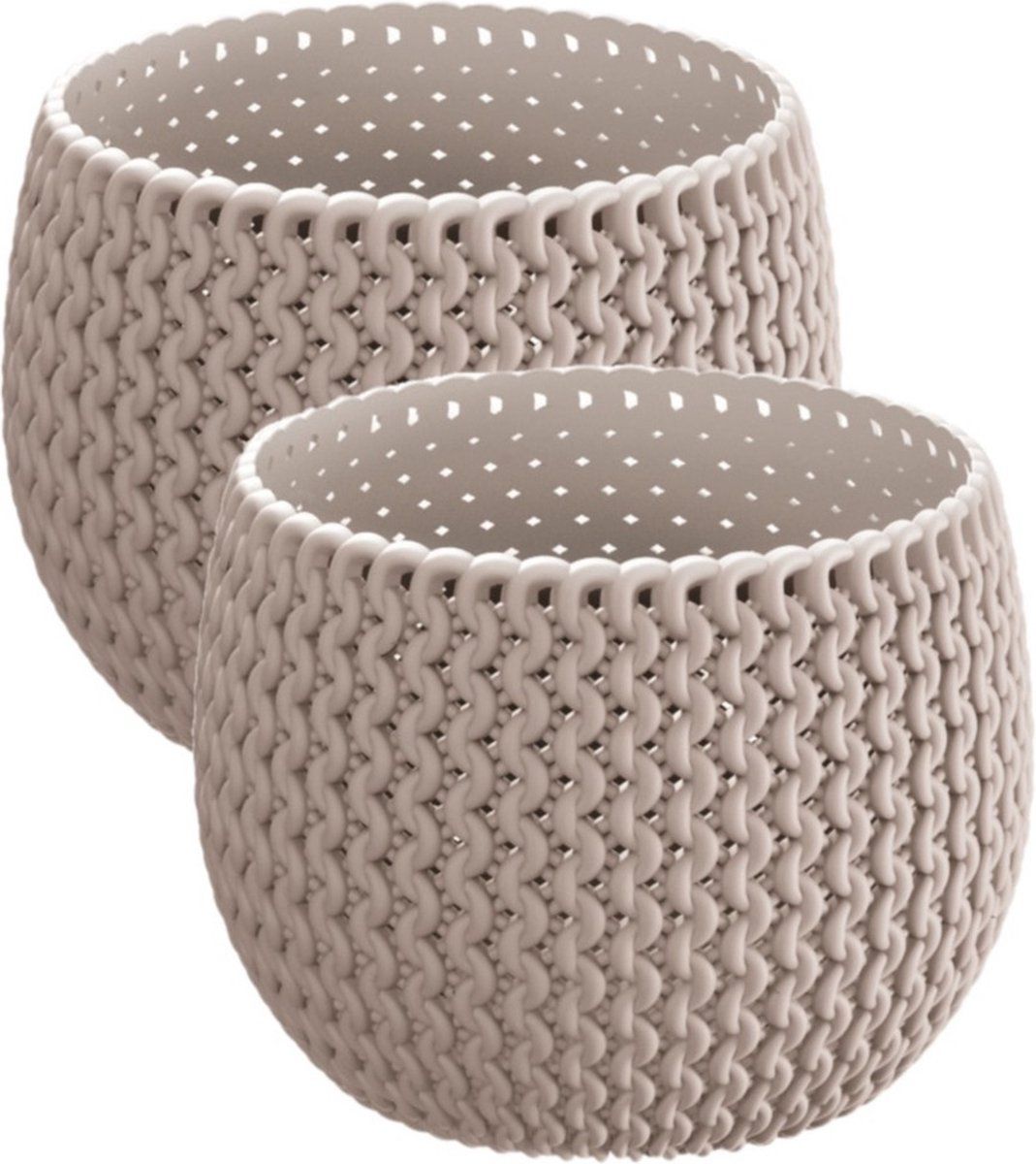 Prosperplast Set van 2 plantenpotten Ø 14.5 cm - Beige/Taupe - Kunststof - Binnen/Buiten