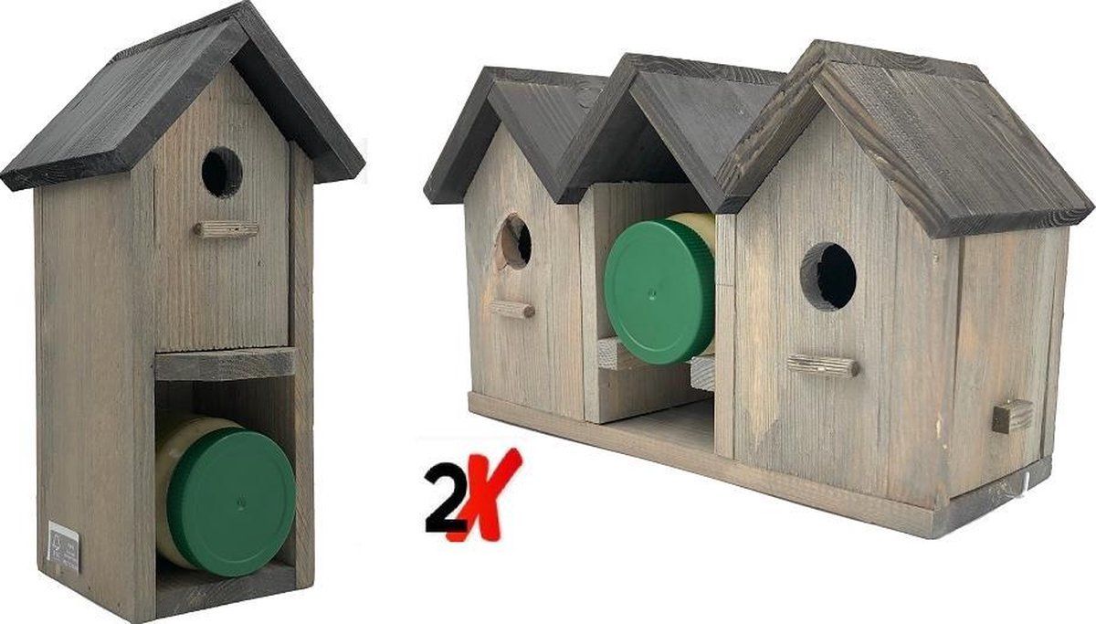 Garden Spirit - 2x Pindakaashuisje - Vogelvoederhuisje - Vogelhuisje Pindakaas in Pindakaaspothouder