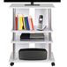 BAKAJI TV-kast van MDF-hout met 3 planken, dvd-spelconsoledeur en 4 wielen, tv-mandkast, modern design, afmetingen 60 x 45 x 80,5 cm, arm arm (wit)