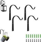 Sans marque Crochet de plante en métal - 4 pièces - Noir