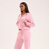 Juicy Couture Iccle Diamante Oversized Cropped Hoodie ROZE - Maat M