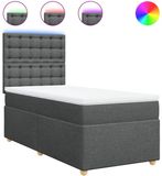 vidaXL Boxspring met matras stof donkergrijs 90x200 cm