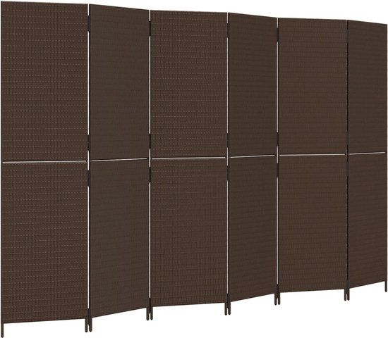 vidaXL Kamerscherm 6 panelen poly rattan bruin