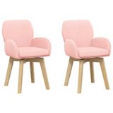 vidaXL Draaikrukken - 2 st - Bouclé - Roze - 54 x 58 x 87 cm