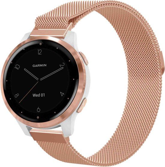 iMoshion Milanees magnetisch 18 mm bandje - Rosé Goud - Geschikt voor Garmin Vivoactive 4s / 3s / Venu 2s / Vivomove 3s - Fossil Gen 6 / 5e